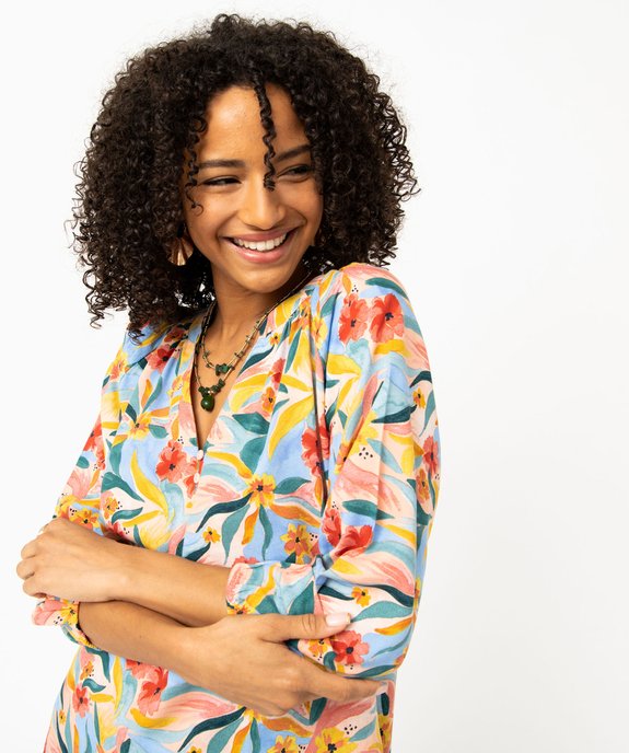 Blouse fluide imprimée à manches 3/4 femme vue6 - GEMO 4G FEMME - GEMO