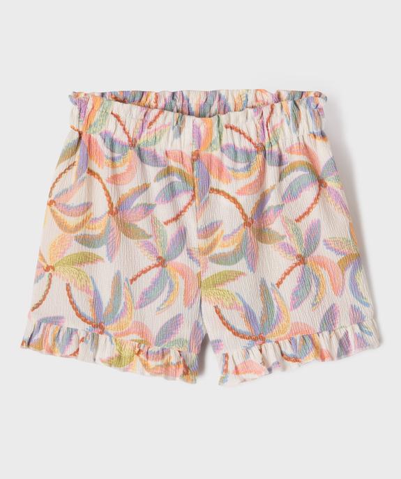 Short en maille texturée imprimée à volants fille vue1 - GEMO 4G FILLE - GEMO