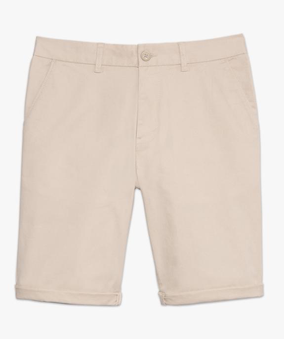Bermuda homme en toile extensible 5 poches coupe chino vue4 - GEMO (HOMME) - GEMO