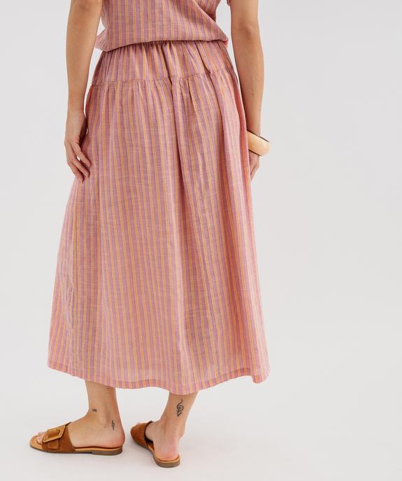 Jupe longue en coton et viscose à rayures femme vue3 - GEMO(FEMME PAP) - GEMO