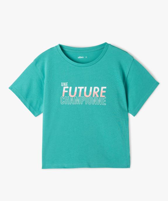 Tee-shirt fille oversize à manches courtes et motif pailleté vue1 - GEMO (ENFANT) - GEMO