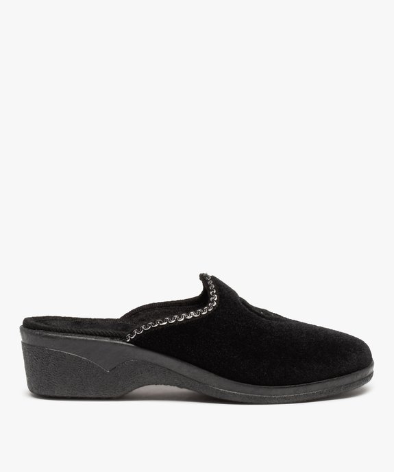 Chaussons femme mules confort en velours brodés cœur vue1 - GEMO(HOMWR FEM) - GEMO