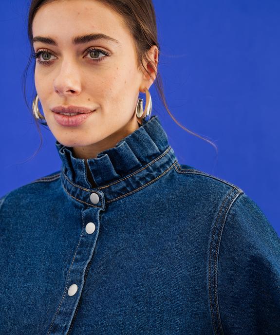 Surchemise en jean à col victorien femme vue3 - GEMO 4G FEMME - GEMO
