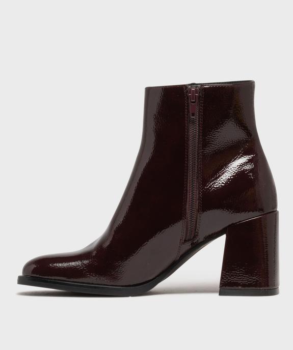 Boots vernis avec bout carré et talon flare femme - Follow Me vue3 - FOLLOW ME - GEMO