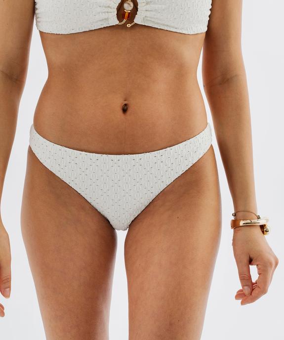 Bas de maillot de bain culotte en maille ajourée femme vue1 - GEMO (PLAGE) - GEMO