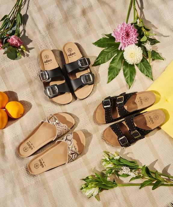 Mules femme plates à bride à boucle fantaisie à paillettes vue6 - GEMO (CASUAL) - GEMO