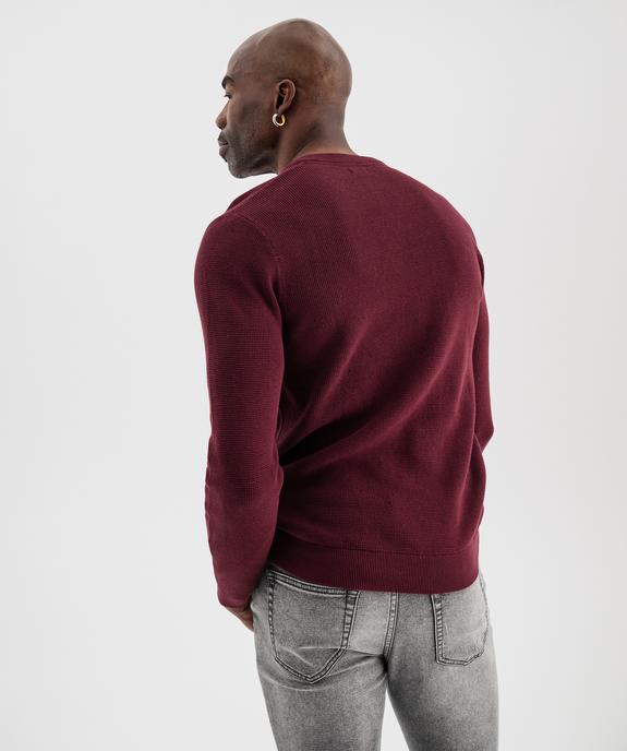 Pull col rond en coton uni homme vue3 - GEMO (HOMME) - GEMO