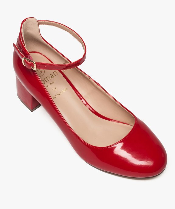 Escarpins femme a talon carre bout rond et bride cheville