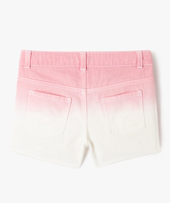 Short en jean teinture spéciale coloris unique dégradé fille vue3 - GEMO 4G FILLE - GEMO