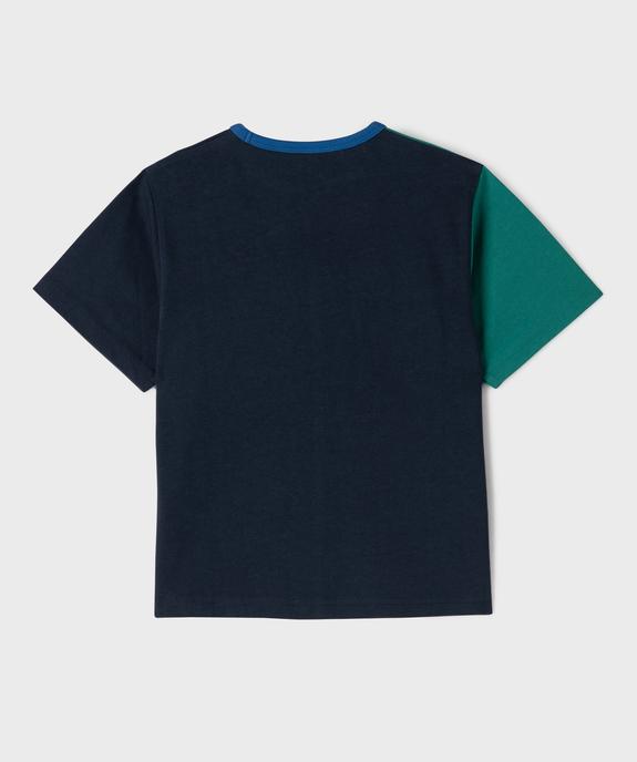 Tee-shirt manches courtes en jersey de coton multicolore et imprimé garçon vue3 - GEMO 4G GARCON - GEMO