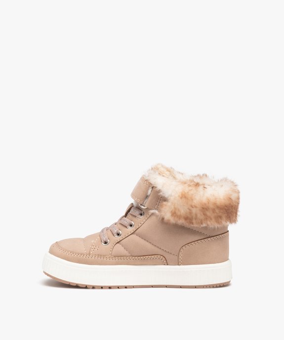 Baskets fille mid-cut unies avec col fourré vue3 - GEMO (ENFANT) - GEMO