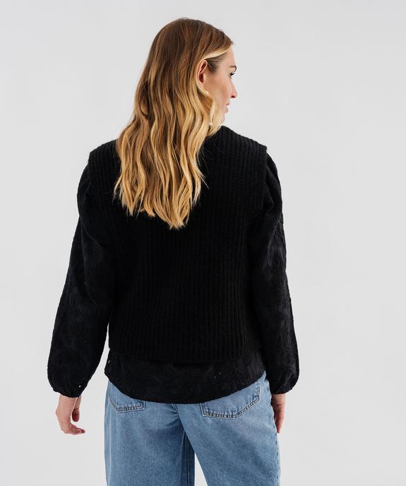 Gilet sans manches en grosse maille à boutons bijoux femme vue3 - GEMO(FEMME PAP) - GEMO