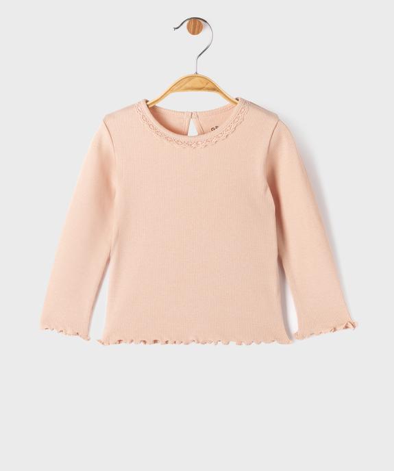 Tee-shirt manches longues avec finitions froncées bébé fille vue1 - GEMO 4G BEBE - GEMO