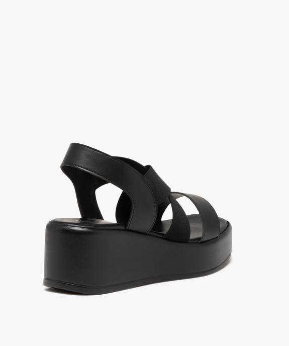 Sandales femme compensées et unies à brides élastiques vue4 - GEMO(URBAIN) - GEMO