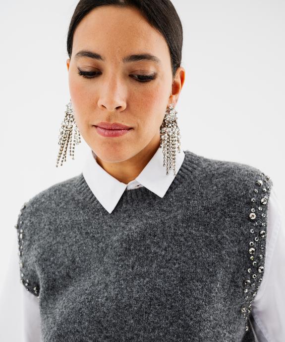Pull sans manches col rond femme vue3 - GEMO(FEMME PAP) - GEMO