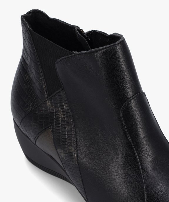 Boots femme confort dessus cuir à talon compensé vue6 - GEMO (CONFORT) - GEMO