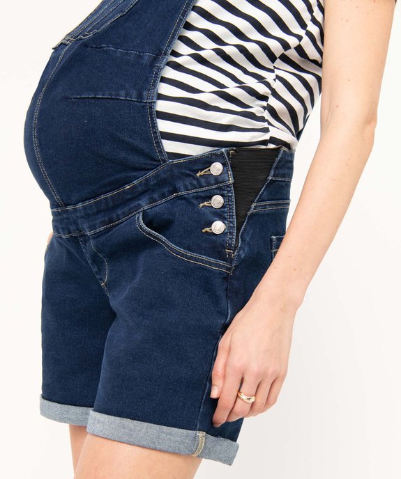Salopette de maternité en toile denim coupe courte vue2 - GEMO (MATER) - GEMO