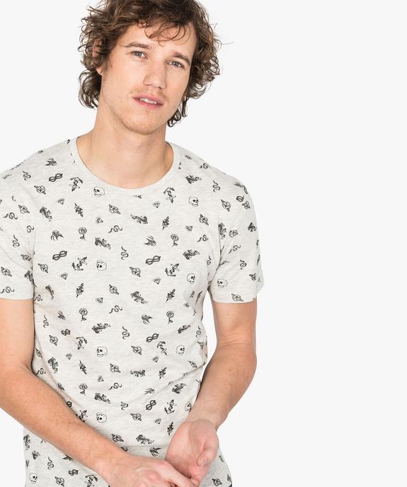 Tee-shirt imprimé à manches courtes vue2 - GEMO (HOMME) - GEMO