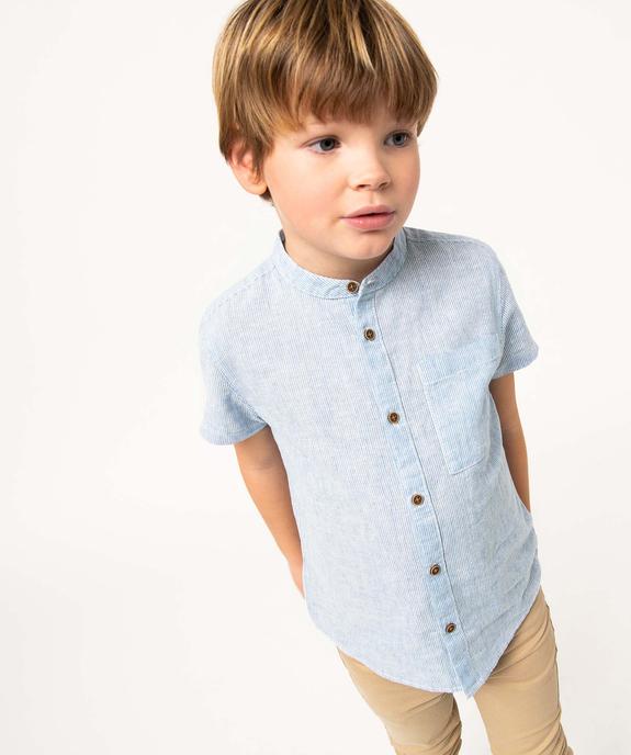 Chemise garçon rayée à manches courtes et col mao vue2 - GEMO (ENFANT) - GEMO