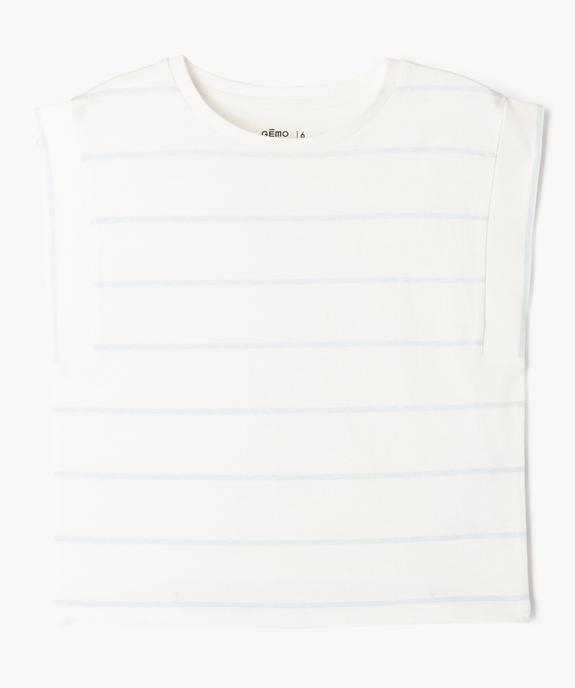 Tee-shirt manches ultra courtes à rayures coupe oversize fille vue1 - GEMO 4G FILLE - GEMO