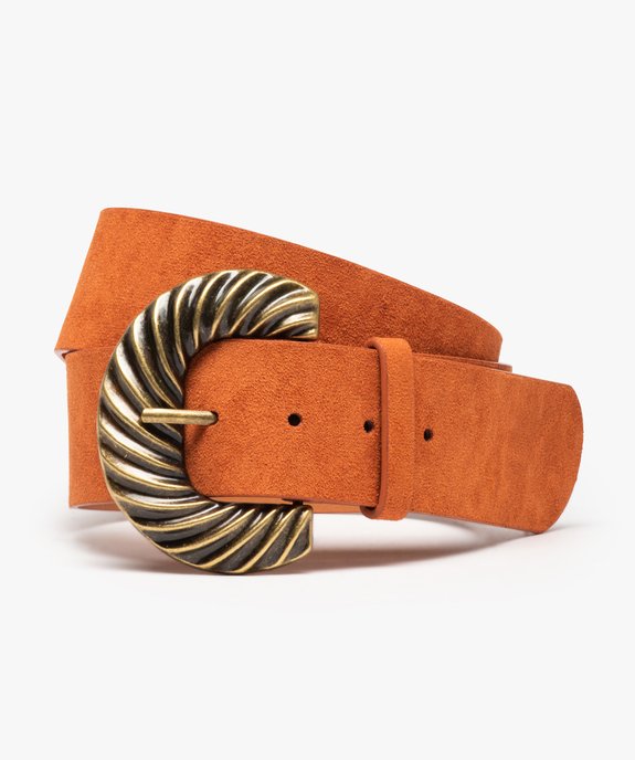 Ceinture femme large toucher velours à grosse boucle métal vue1 - GEMO (ACCESS) - GEMO