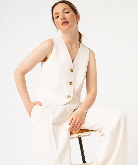 Pantalon large en toile femme vue2 - GEMO(FEMME PAP) - GEMO