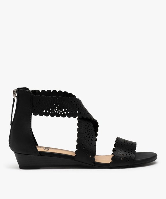 Sandales femme à brides perforées et talon fermé vue1 - GEMO (CASUAL) - GEMO