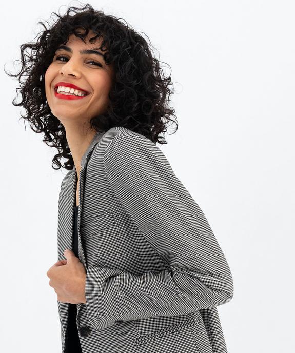 Veste blazer coupe droite motif pied de poule femme vue2 - GEMO(FEMME PAP) - GEMO