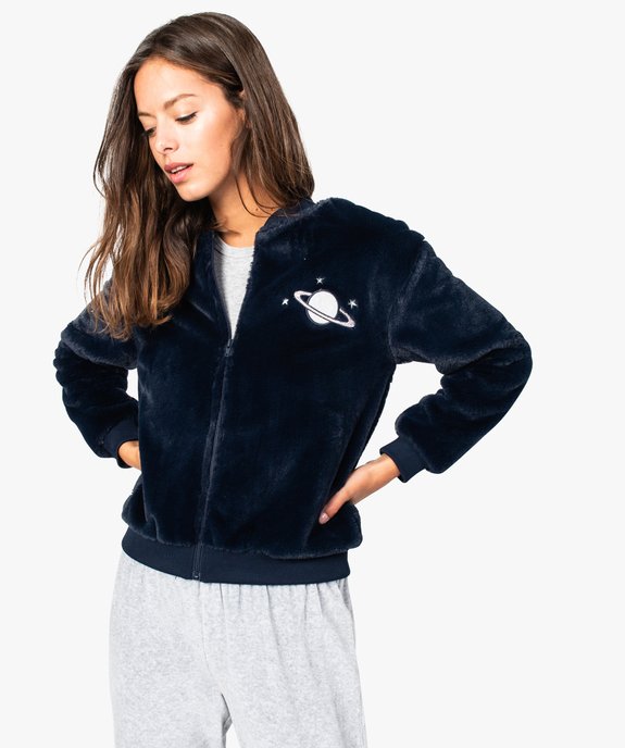 Veste homewear femme forme teddy zippé ultra-douce vue1 - GEMO(HOMWR FEM) - GEMO