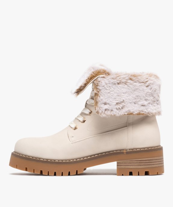 Boots femme fourrées à col duveteux retourné et  épaisse semelle crantée vue4 - GEMO (CASUAL) - GEMO