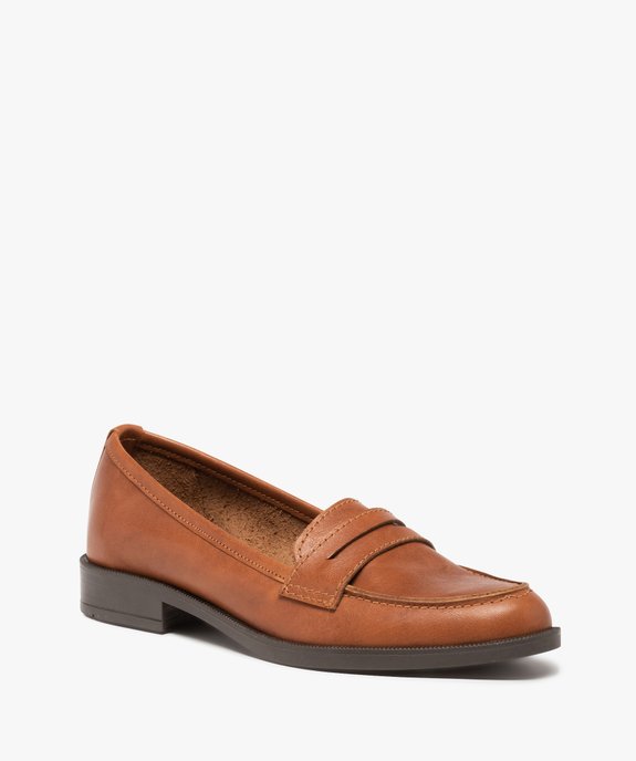 Mocassins femme à talon plat et dessus cuir uni - Tanéo vue2 - TANEO - GEMO
