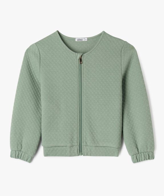 Sweat zippé en maille fantaisie fille vue1 - GEMO (ENFANT) - GEMO