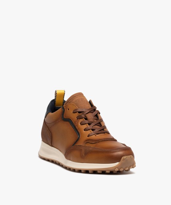 Baskets homme casual dessus cuir uni - Tanéo vue2 - TANEO - GEMO