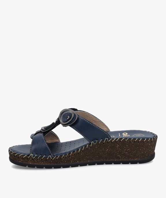Mules femme confort dessus cuir détails brillants vue3 - GEMO (CONFORT) - GEMO