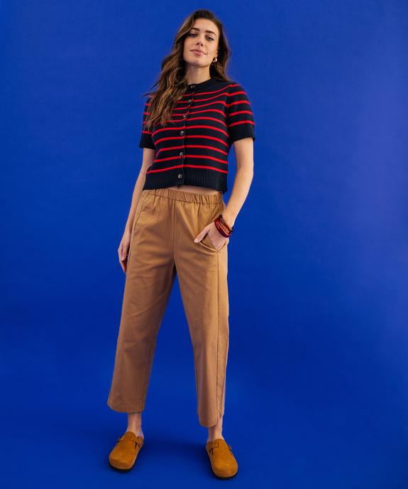 Gilet manches courtes à rayures femme vue1 - GEMO 4G FEMME - GEMO