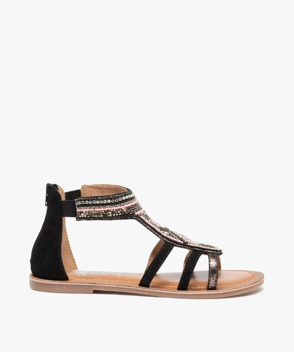 Sandales fille ornées de perles contrefort fermé et zippé  vue1 - GEMO (ENFANT) - GEMO