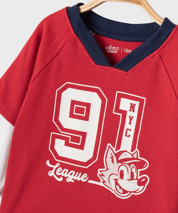 Maillot de sport manches longues effet 2-en-1 bébé garçon vue2 - GEMO 4G BEBE - GEMO