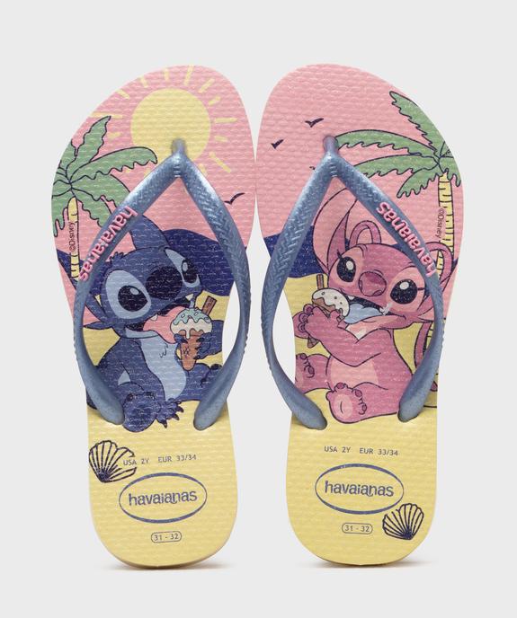 Tongs imprimés Stitch et Angel Kids Slim Disney fille - Havainas vue1 - HAVAIANAS - GEMO