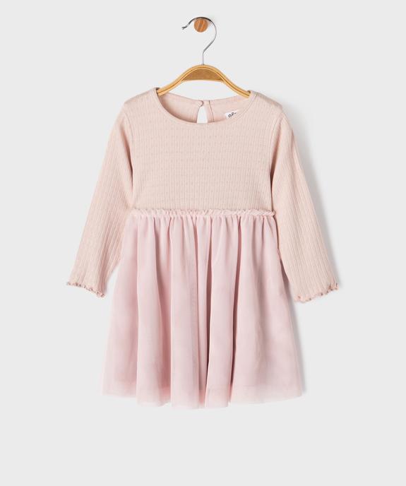 Robe en coton et tulle bébé fille vue1 - GEMO(BEBE DEBT) - GEMO