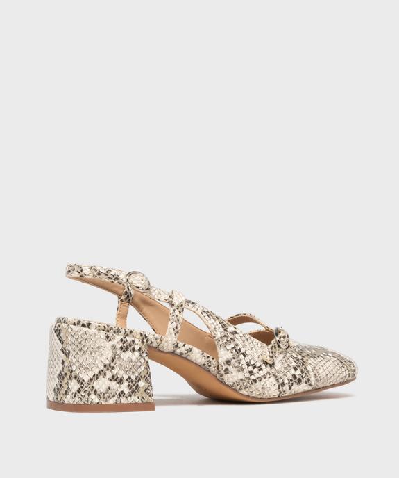 Escarpins slingback en matière embossée femme - Follow Me vue4 - FOLLOW ME - GEMO