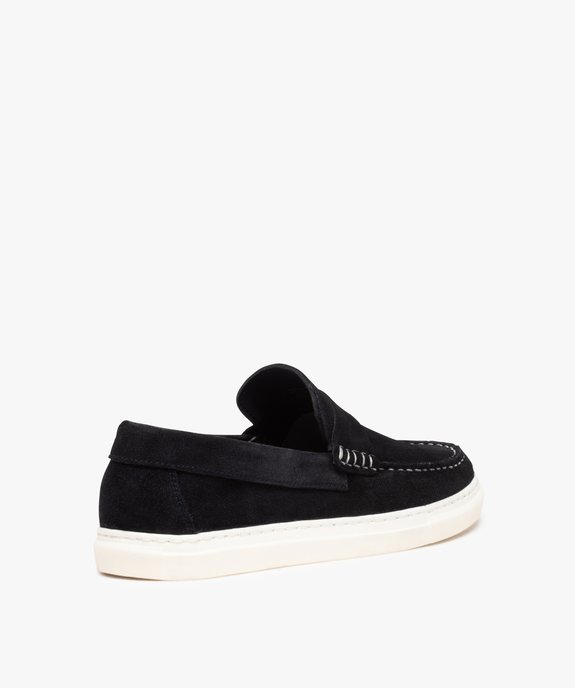 Mocassins homme dessus cuir retourné uni – Tanéo vue4 - TANEO - GEMO