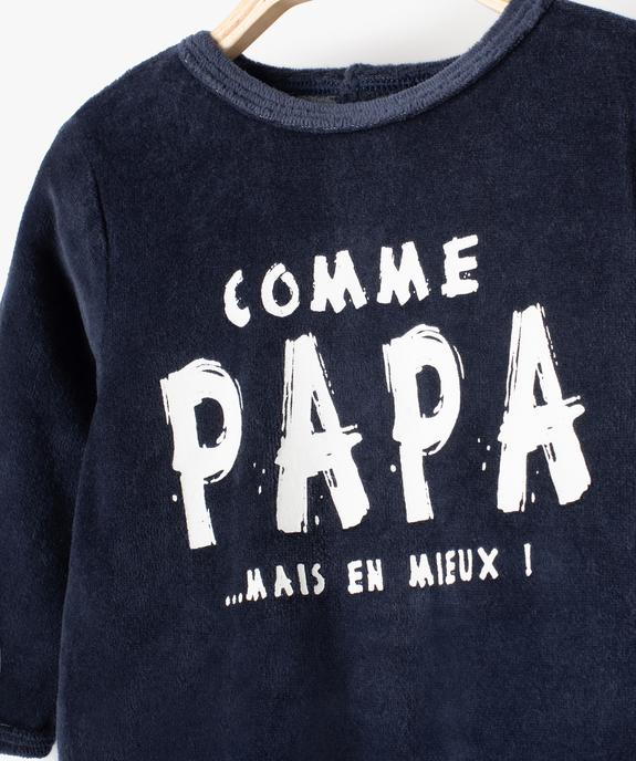Pyjama bébé en velours imprimé avec ouverture pont-dos vue2 - PREMIER PRIX BY GEMO - GEMO
