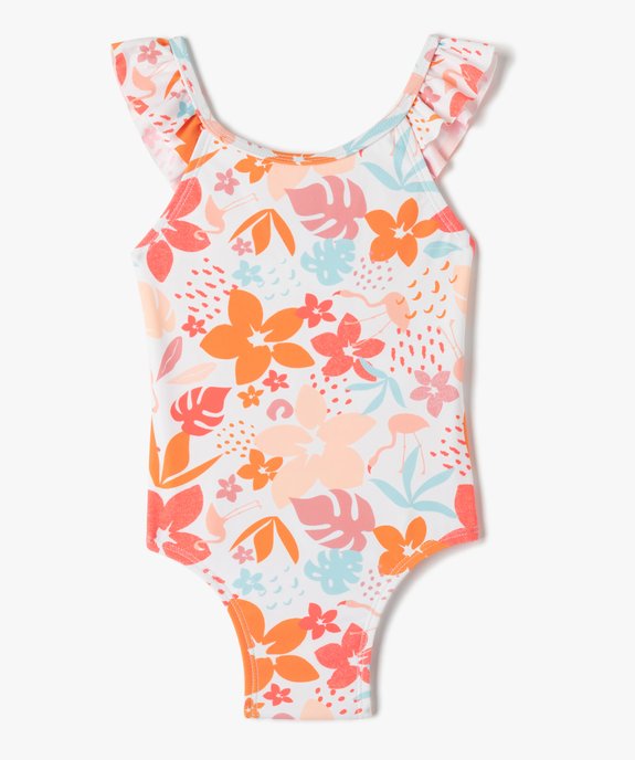 Maillot de bain bébé fille motif tropical à bretelles volantées vue1 - GEMO(BEBE DEBT) - GEMO