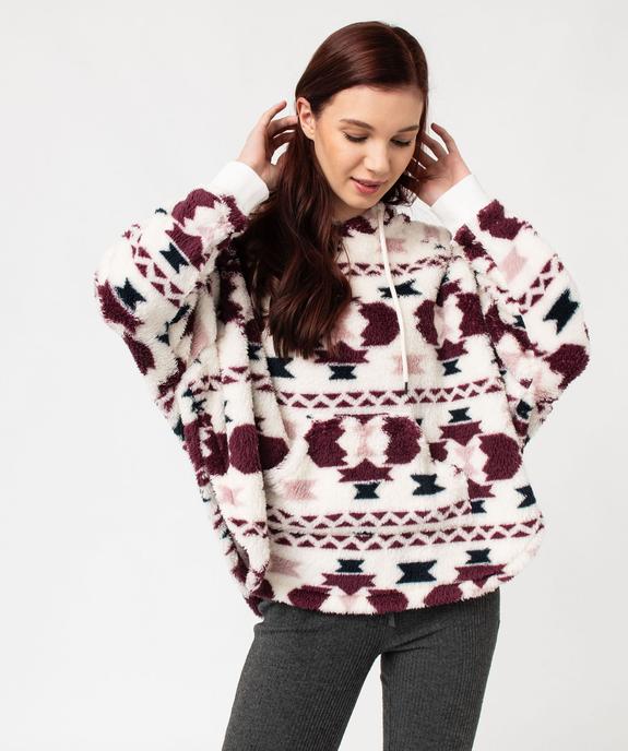 Veste d’intérieur à capuche en maille peluche femme  vue1 - GEMO(HOMWR FEM) - GEMO