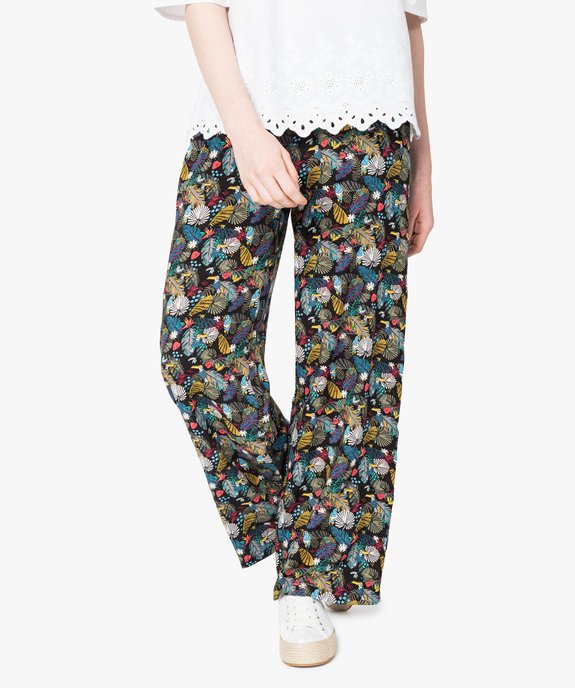 Pantalon large et fluide à motif tropical vue1 - GEMO(FEMME PAP) - GEMO
