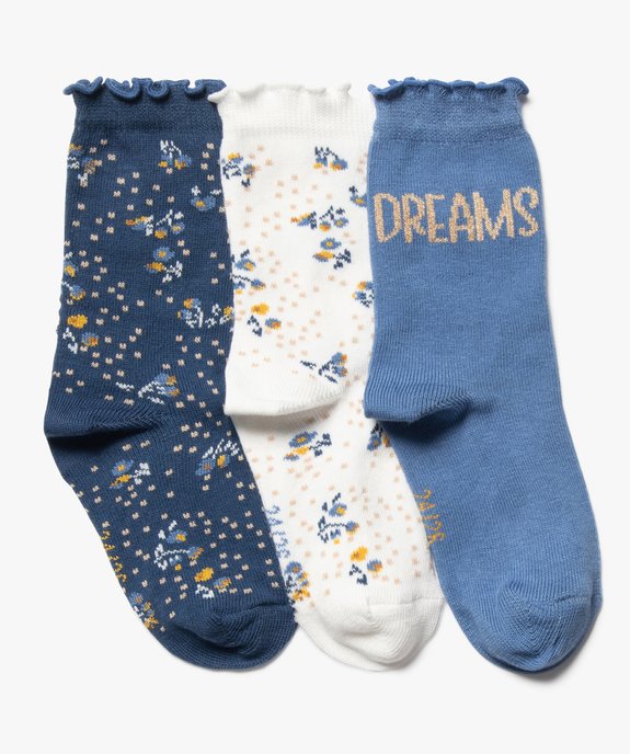 Chaussettes hautes en coton à tige roulottée fille (lot de 3) vue1 - GEMO (ENFANT) - GEMO