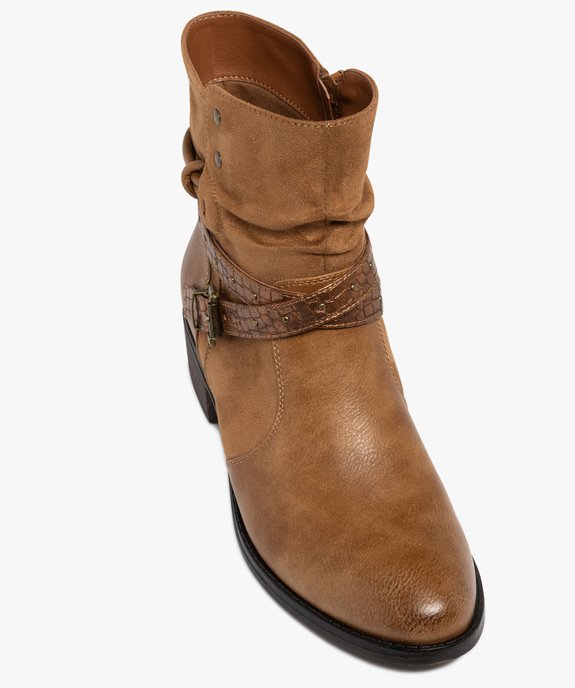 Boots femme à petit talon avec col effet plissé et brides fantaisie vue5 - EMILIA ROSA G4G - GEMO