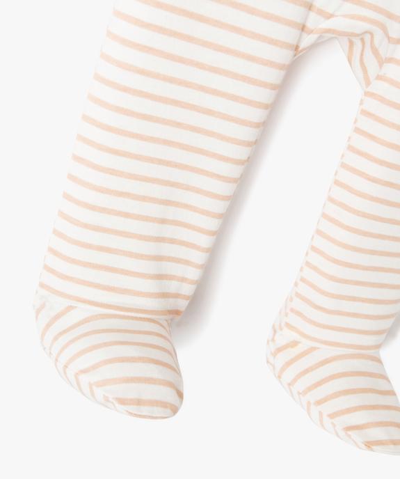 Pyjama bébé à pont-dos en coton rayé avec motif vue3 - GEMO(BB COUCHE) - GEMO