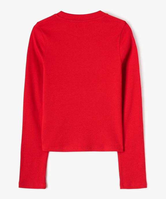 Tee-shirt à manches longues en maille côtelée fille vue3 - GEMO (JUNIOR) - GEMO