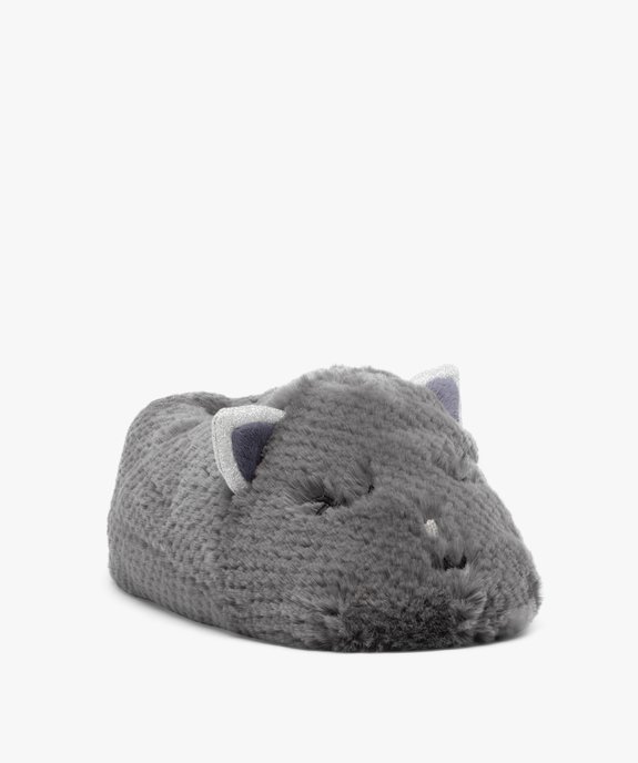 Chaussons femme en volume tête de chat avec oreilles à paillettes vue1 - GEMO(HOMWR FEM) - GEMO